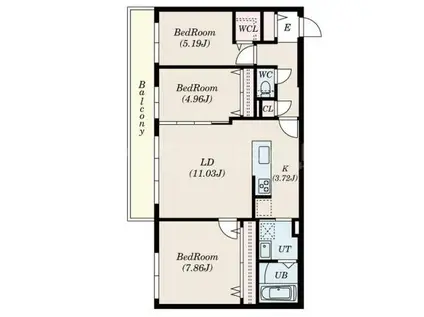 ミュンヘンスクエアII番館(3LDK/4階)の間取り写真