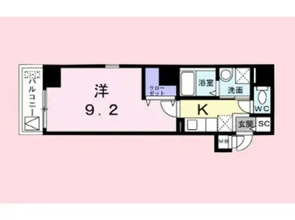 アストル吉敷町(1K/4階)の間取り写真