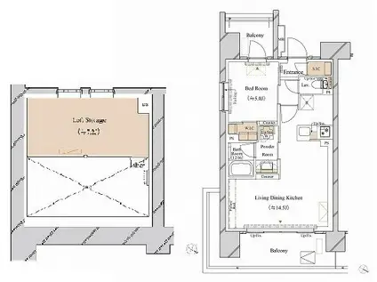 ブランシエスタ新丸子リバーフロント(1LDK/15階)の間取り写真
