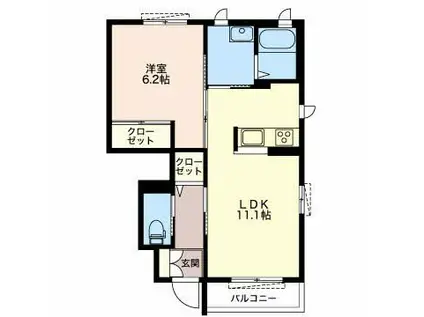 アンビエラベル(1LDK/1階)の間取り写真