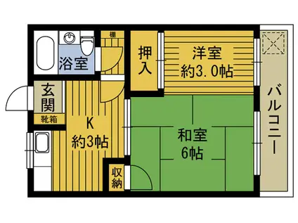 コスモス畑A(1K/1階)の間取り写真