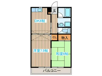 レジデンス上余田(2DK/2階)の間取り写真
