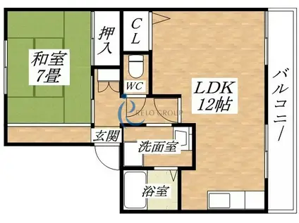 ロータスハイツ(1LDK/2階)の間取り写真