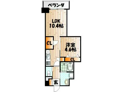 エルザグランツ中津口 (1LDK/9階)の間取り写真