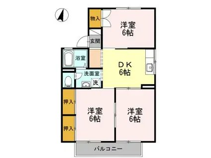 サンメゾン小池C棟(3DK/1階)の間取り写真
