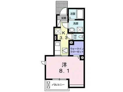 アルフローラ B(1K/1階)の間取り写真