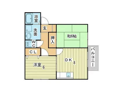 ハイツ宝林(2DK/2階)の間取り写真