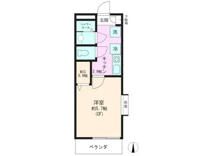 メゾンエーデルワイス(1K/2階)の間取り写真