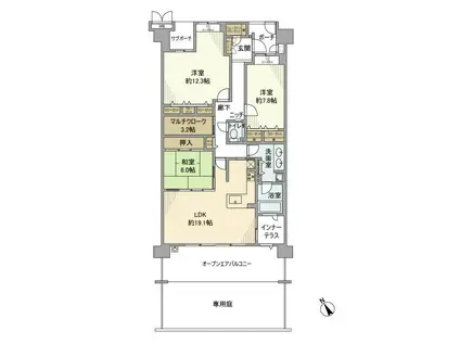 マーキスガーデン和泉中央迎陽館(3LDK/1階)の間取り写真