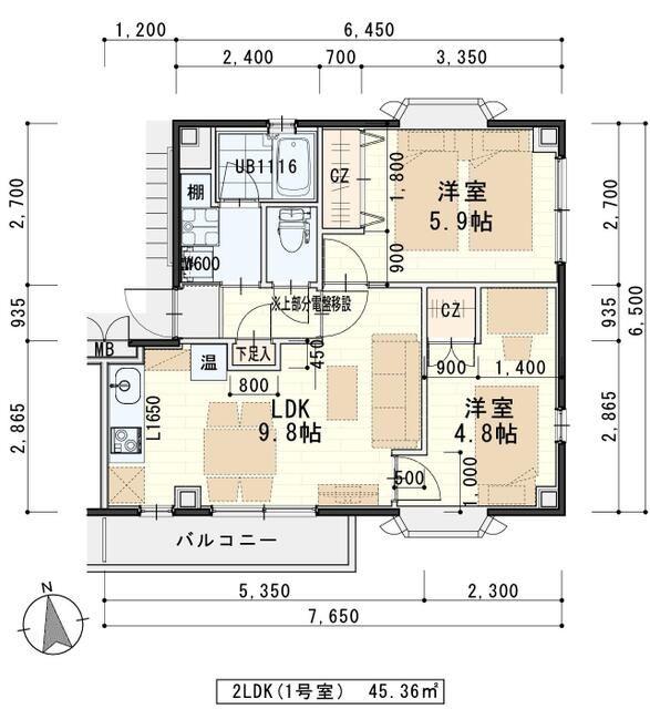 SDハイツ古城B棟(2LDK/2階)の間取り写真