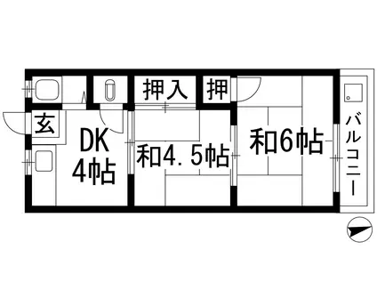 第二グリーンハウス(2K/2階)の間取り写真