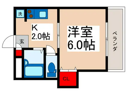 ヴェルデ・カーサII(1K/1階)の間取り写真