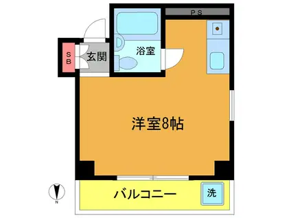 市川ビラ(ワンルーム/2階)の間取り写真