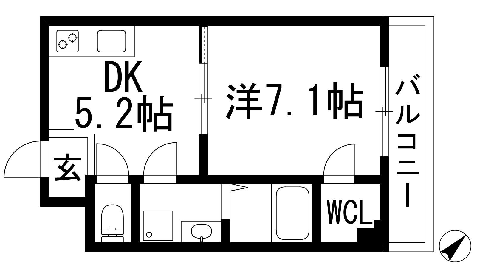 エレガンテ宝塚(1DK/4階)の間取り写真