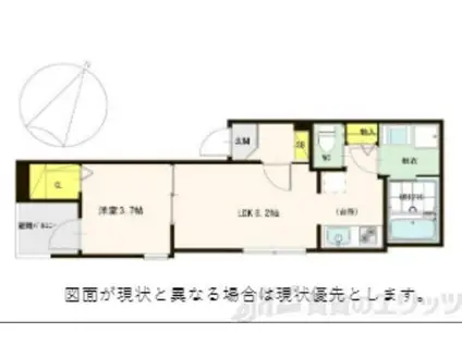 ハーモニーテラス南高浜町(1LDK/3階)の間取り写真