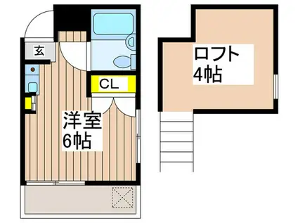 パレス杉田I(ワンルーム/2階)の間取り写真