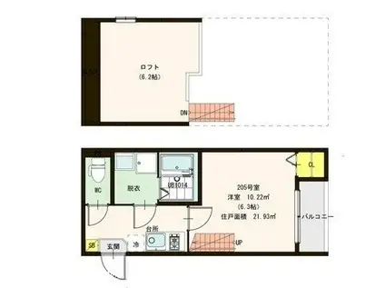 A-STAGE香椎(1K/2階)の間取り写真