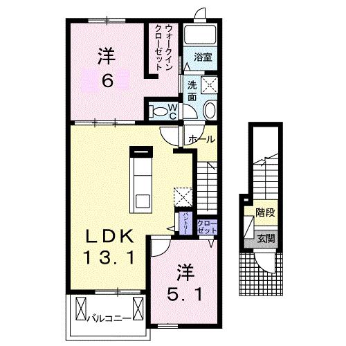 サンシャインサイド(2LDK/2階)の間取り写真