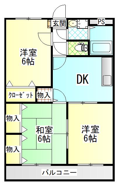 ユーミーピュア(3DK/2階)の間取り写真