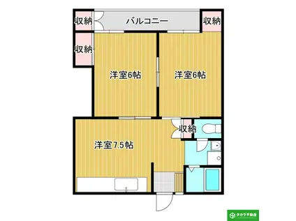 セジュール荏隈(2DK/1階)の間取り写真