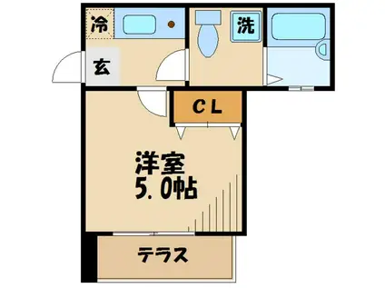 ラルゴ白糸台(1K/1階)の間取り写真