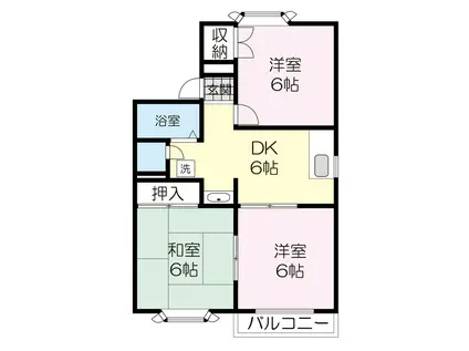 ヒルズボヌールA(3DK/2階)の間取り写真