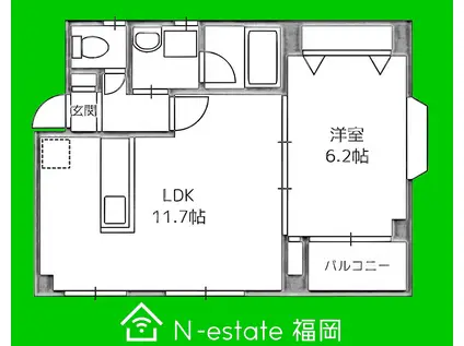 シャンボール小戸(1LDK/1階)の間取り写真