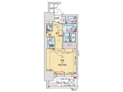 プレサンス難波フィネスト(1K/6階)の間取り写真