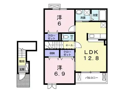 エレガント・シュウ(2LDK/2階)の間取り写真