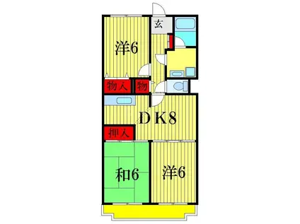 ルミエール新宿(3DK/2階)の間取り写真