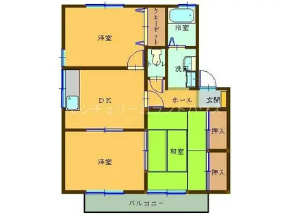 セジュールウィルモアB棟(3DK/1階)の間取り写真