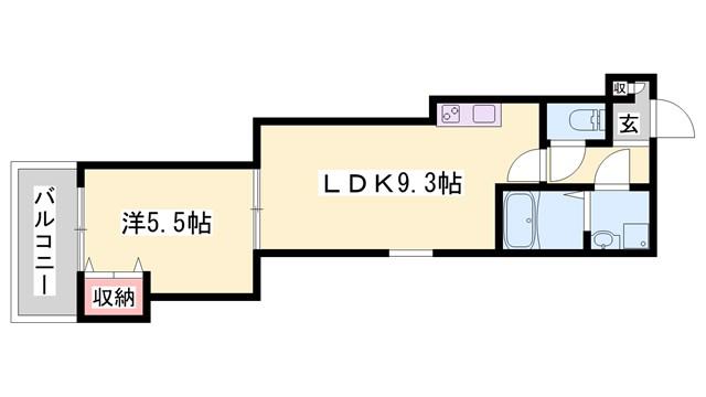 ジーメゾン明石魚住ドルフ(1LDK/1階)の間取り写真