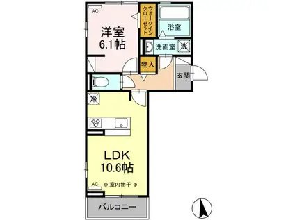 シャルマン・ペッシェII(1LDK/3階)の間取り写真