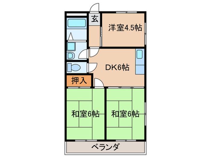 シャルマンフジ武庫之荘壱番館(3DK/3階)の間取り写真