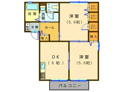 アンシャンテ A(2DK/2階)の間取り写真