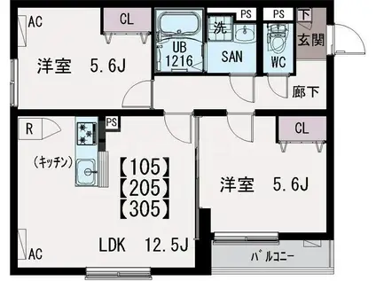 イクシオ中葛西(2LDK/1階)の間取り写真