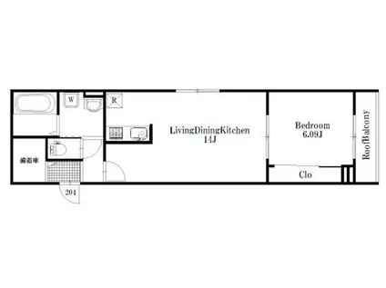 セプテムステラ笹塚(1LDK/2階)の間取り写真
