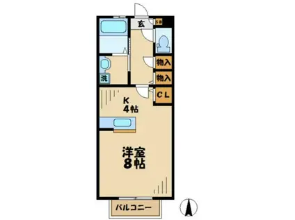小田急多摩線 五月台駅 徒歩4分 2階建 築25年(1K/1階)の間取り写真