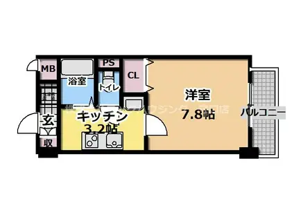 ディヴェールメゾン(1K/4階)の間取り写真