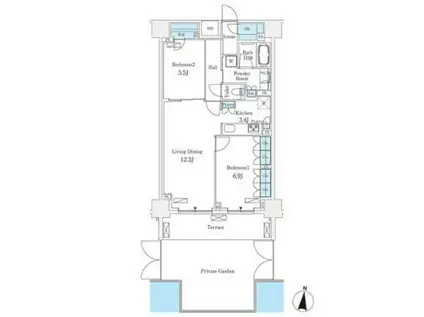 フロンティアレジデンス錦糸公園(2LDK/1階)の間取り写真