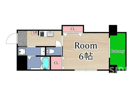 チェリーヒルズ(1K/13階)の間取り写真