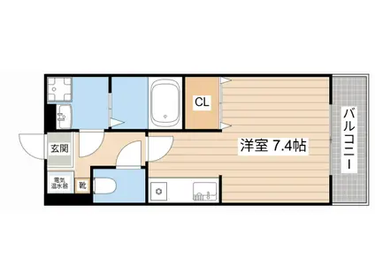 エクセル田中 W棟(ワンルーム/2階)の間取り写真