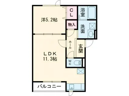 拓勇西町8丁目 A棟(1LDK/2階)の間取り写真