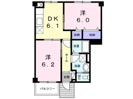 パルテール I(2DK/1階)の間取り写真