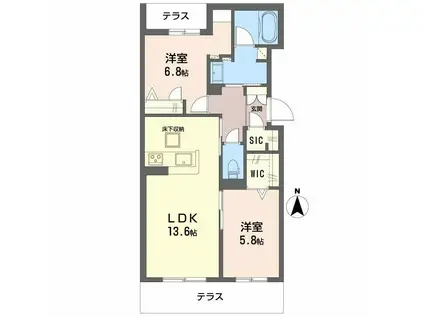 シャーメゾン大晶(2LDK/2階)の間取り写真