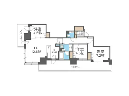 ザ・札幌タワーズ イーストタワー(3LDK/27階)の間取り写真
