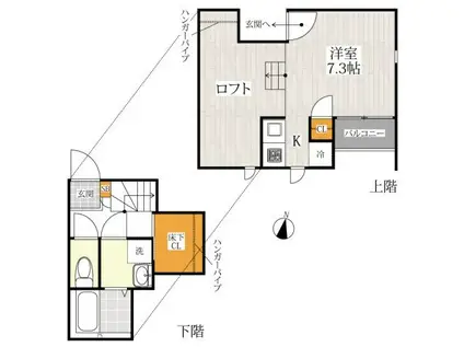 CB琴平ソレイユ(1K/2階)の間取り写真