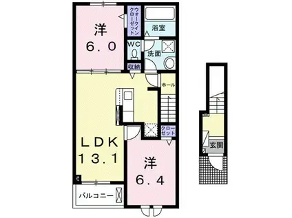 グリーン プロムナード(2LDK/2階)の間取り写真