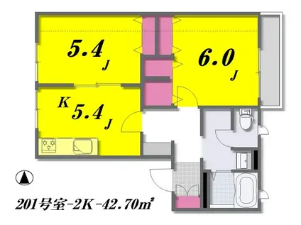 アンアベニューA(2K/2階)の間取り写真