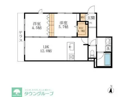 メゾン・ド・ファミーユ(2LDK/1階)の間取り写真